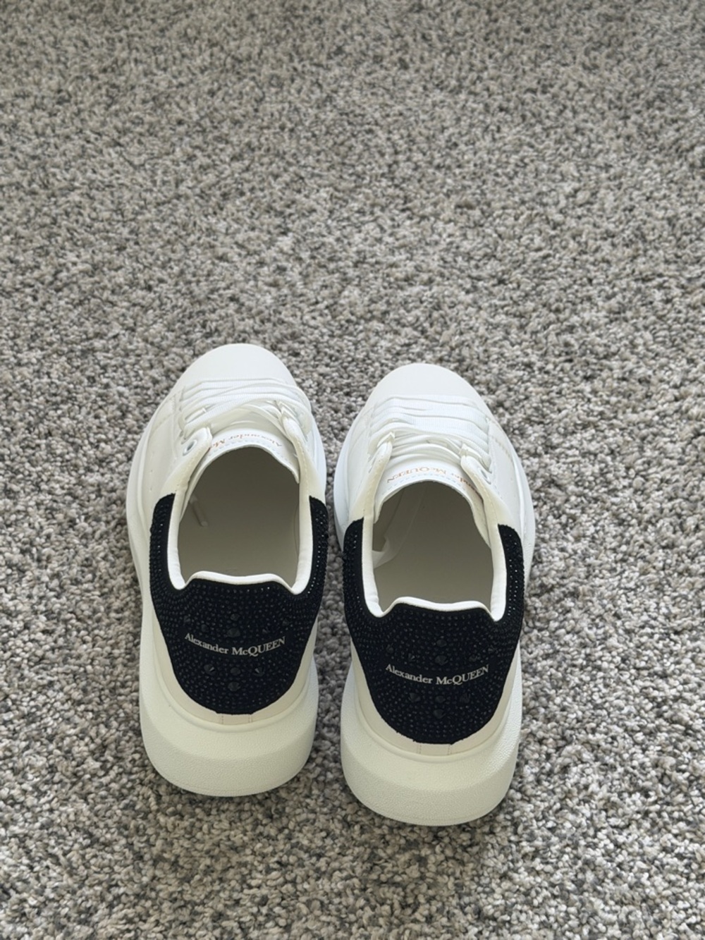 Alexander McQueen Kids White Sneakers with Black Heel Panel